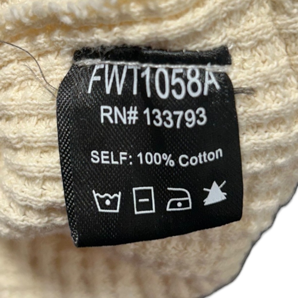 POL Patchwork Thermal Knit V Neck Pullover Top Women's M Cream Beige - Picture 4 of 5